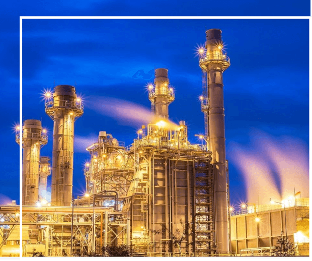 Industrial view at oil refinery plant form industry zone